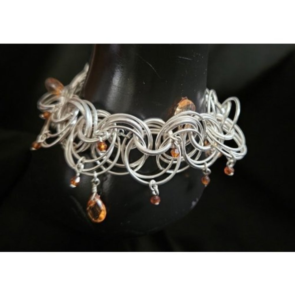 Mark Silvertone Metal Circles With Topaz Gemstones